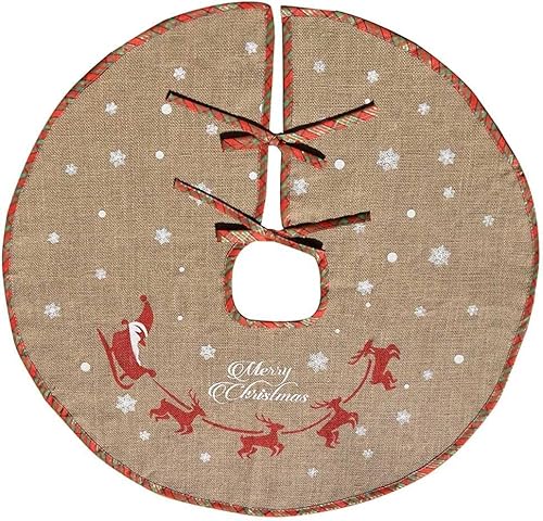 Amajoy Merry Christmas Tree Skirt White Snowflake Burlap Tree Skirt for Xmas Decor Home Decorative Tree Skirt with Inspirational Messages Imprinted Festive Holiday Decoration, 30 Inch in Diameter