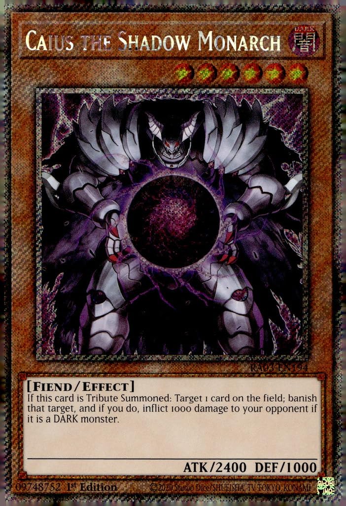 Amazon.com: Caius The Shadow Monarch (Platinum Secret Rare) - RA03-EN194 -  Platinum Secret Rare