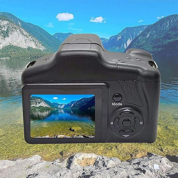 Portable Travel Vlog Camera Photography 16X Digital Zoom 1080P HD SLR Camera Anti-Shake Photo Cameras for Live Stream, Black