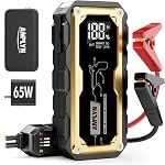 Démarreur de saut de batterie de voiture Air Compresseur 160PSI, 5000A Portable Jump Start Batterie Booster Pack (Tous Gas/10L Diesel),12V Boîte de saut d'entrée avec câbles de saut, charge rapide de type C, 3 Lumière en mode