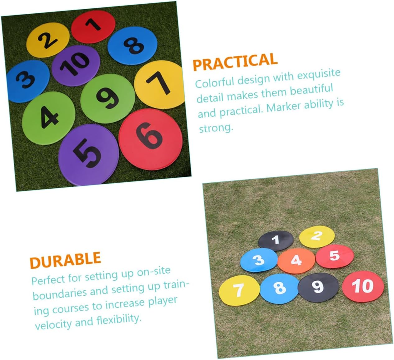 Hemoton 10pcs Soccer Training Marking Discs Ground Sign Discs for Football Drills Sports Training Equipment Random Colors Numbers