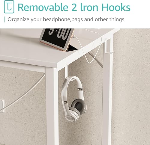 Miniatura 49 de Lufeiya Escritorio para computadora de 40 pulgadas con toma de corriente, mesa de estudio para adolescentes de 39 pulgadas, escritorio de trabajo en