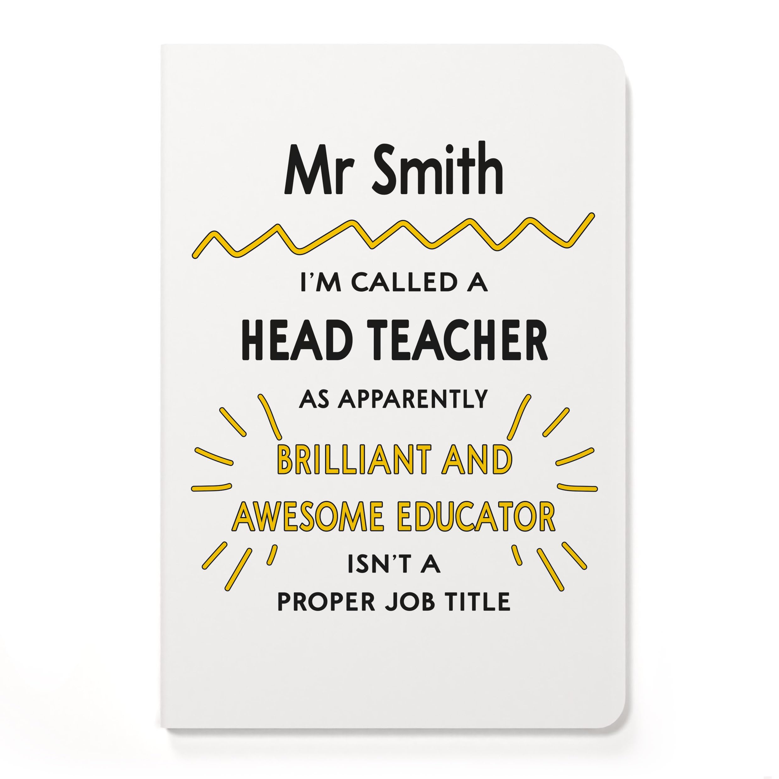 Beecreative Personalised Head Teacher Gifts - Custom A5 White Notebook and Pen Set - Headteacher Leaving Present For End Of School Year
