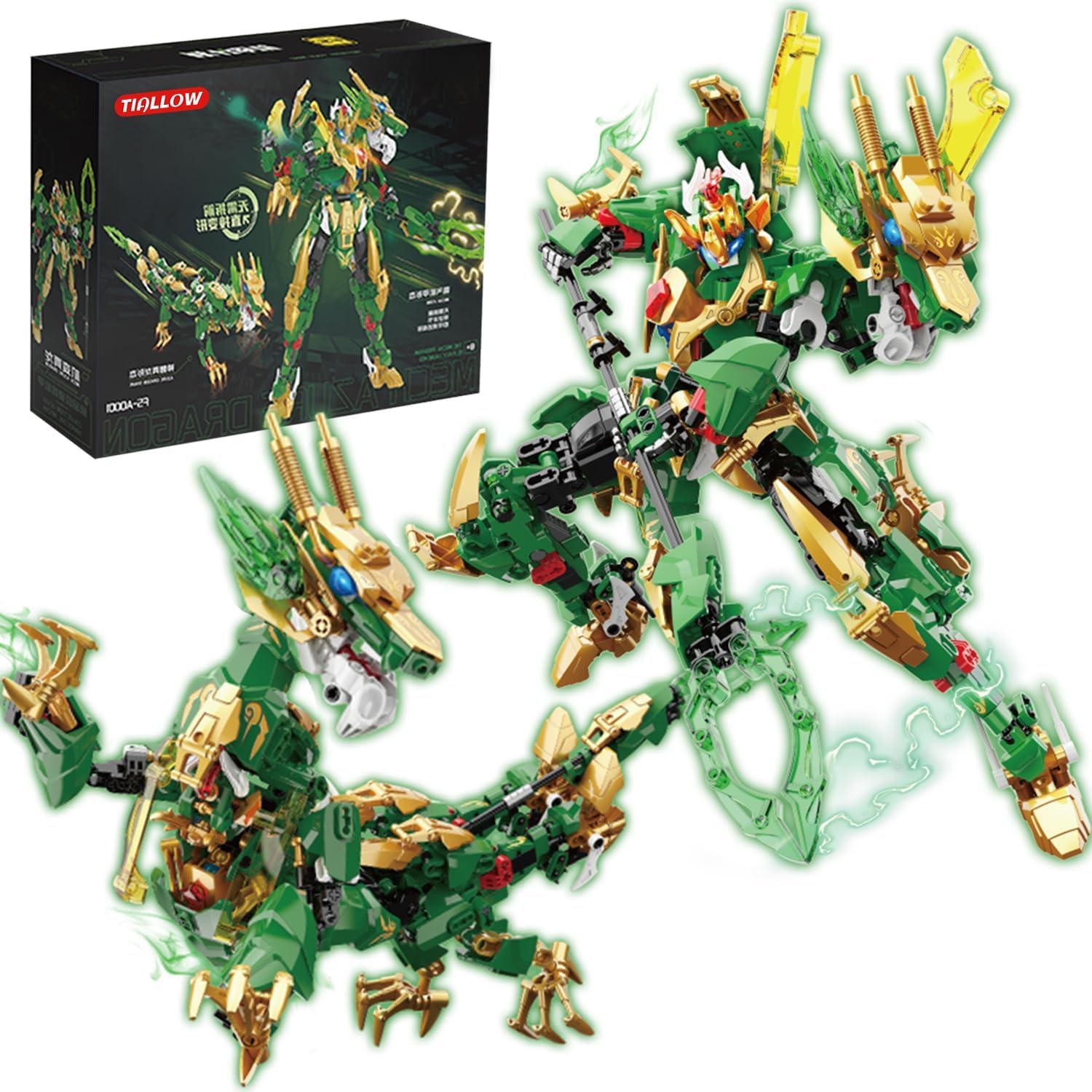 Photo 1 of TIALLOW Dragon Rising Mech Building Sets for Adults,Mecha Suit 2-in-1 Transforming Robot Building Blocks Toy,Transform Action Figure Building Kits Models, for Kids Boys Ages 8-14 Year (Dragon Knight)
