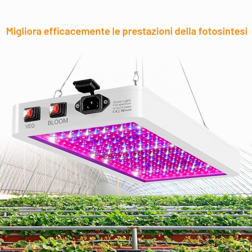 2000 W LED Grow Light per piante d'appartamento, 312 LED Full Spectrum Veg e Bloom Dual Switch IP65, lampade impermeabili per piante sospese per piantine, fiori serra