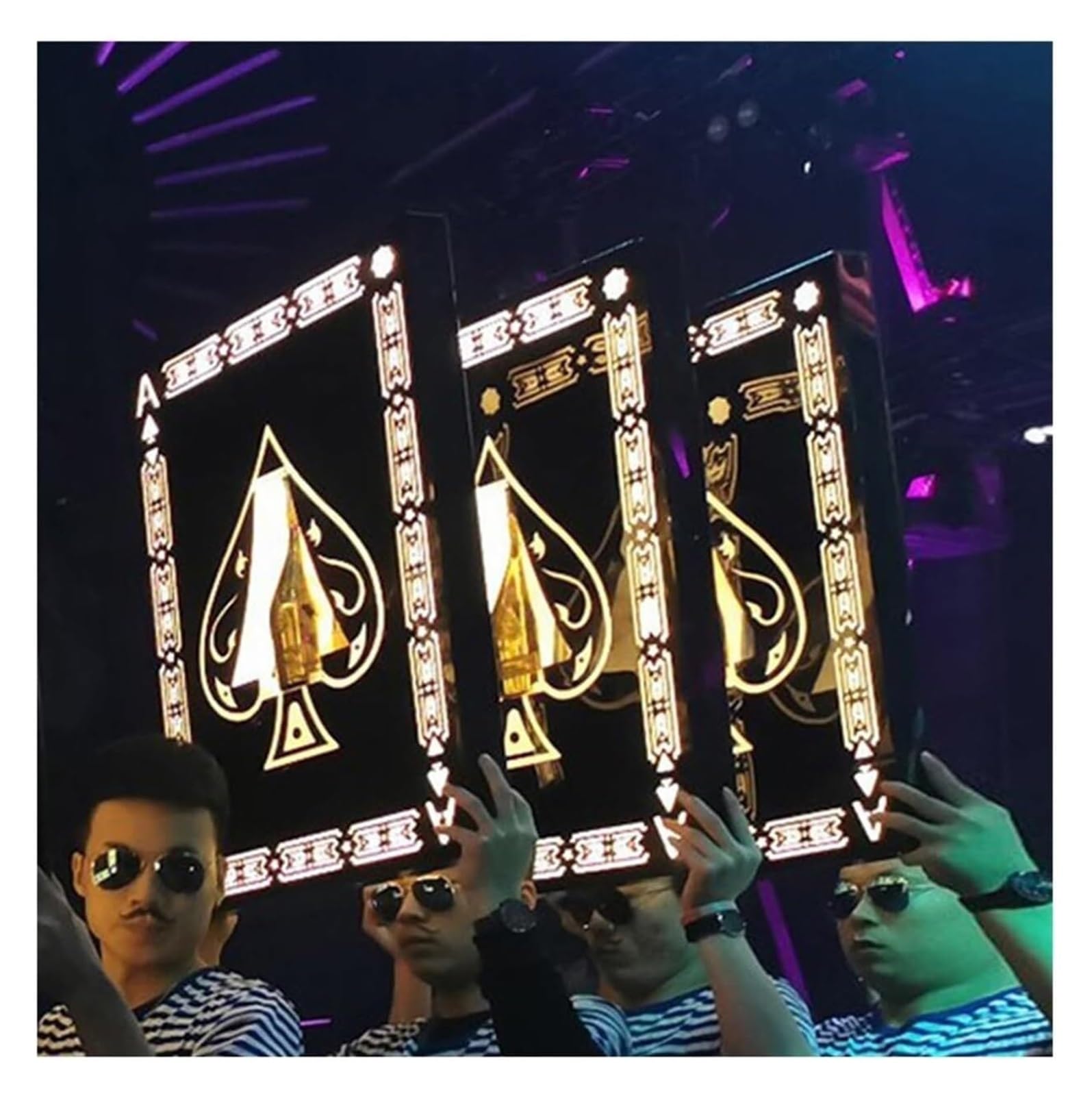 Presentatore for bottiglia di champagne a LED - Insegna con la mano for champagne asso di picche - Materiale acrilico - Ideale for locali notturni ed eventi