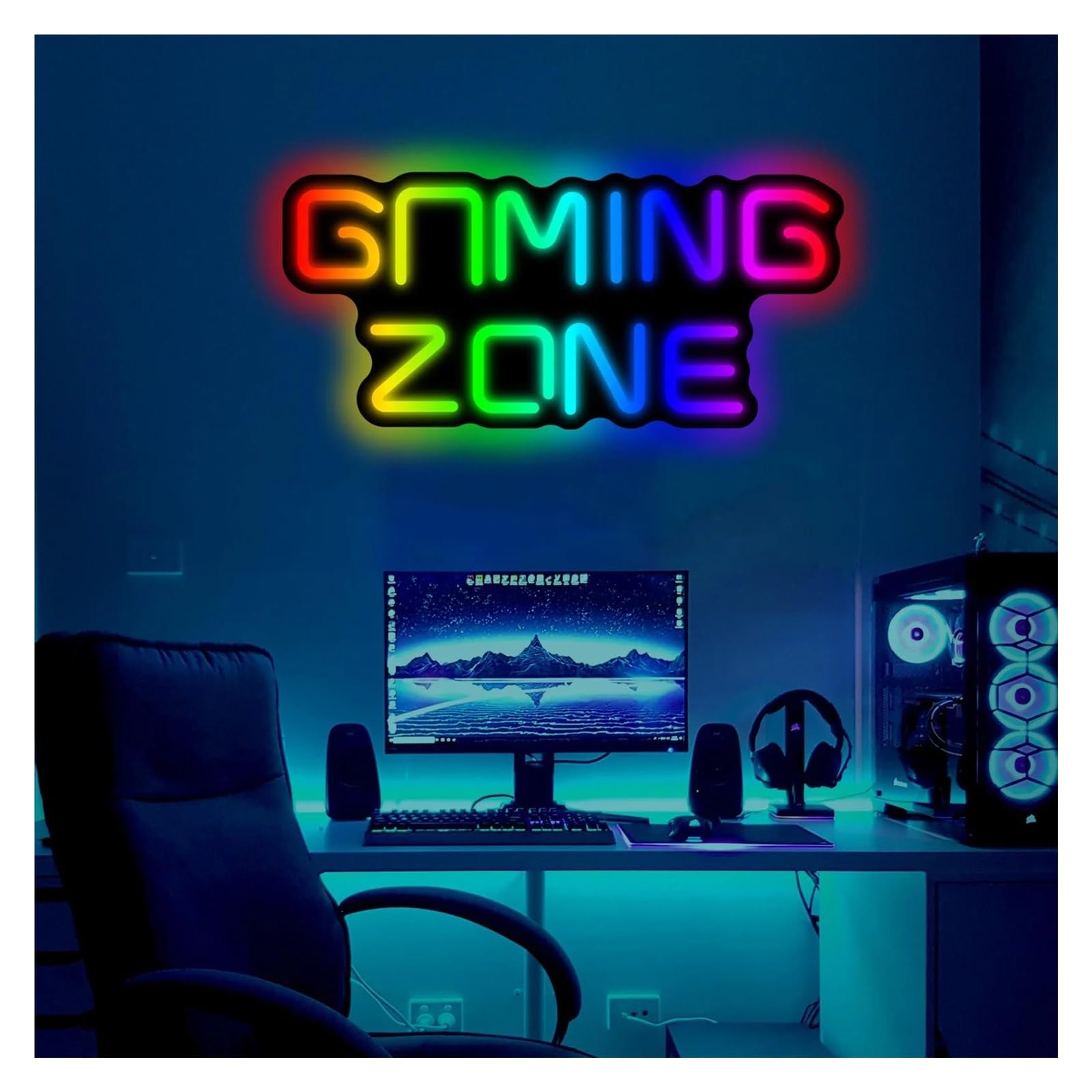 Luci al Neon Da Parete Insegna Al Neon Gaming Zone Con Luce Dimmerabile Per Sala Giochi Taverna, Camera Da Letto Amante Dei Videogiochi Negozio Festa Decorazione 40.6cmx18.6cm