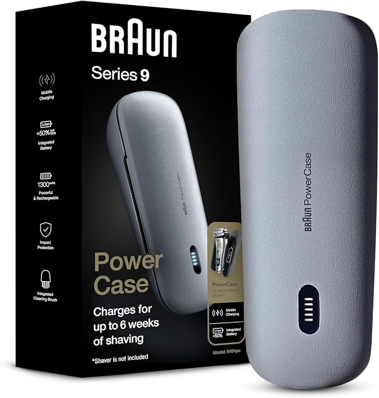 Estojo carregador portátil Braun PowerCase para barbeadores elétricos Series 9 Pro, Series 9 e Series 8