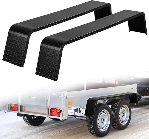 Guardabarros de remolque de eje tándem, placa de rodadura de diamante de calibre 14, guardabarros de remolque de 10 x 72 x 13 pulgadas, 2