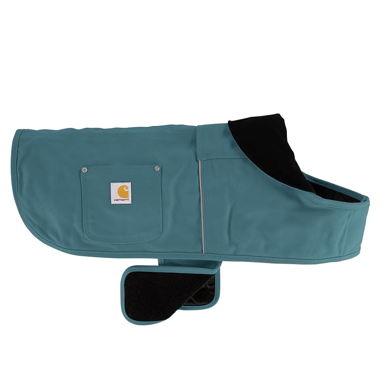 Casaco de inverno para cães Carhartt Firm Duck Insulated Chore Coat em lona de algodão, Harbor Teal (Reflective Piping), tamanho Small