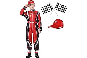 Race Car Driver Costume for Boys with Cap, Jumpsuit for Halloween