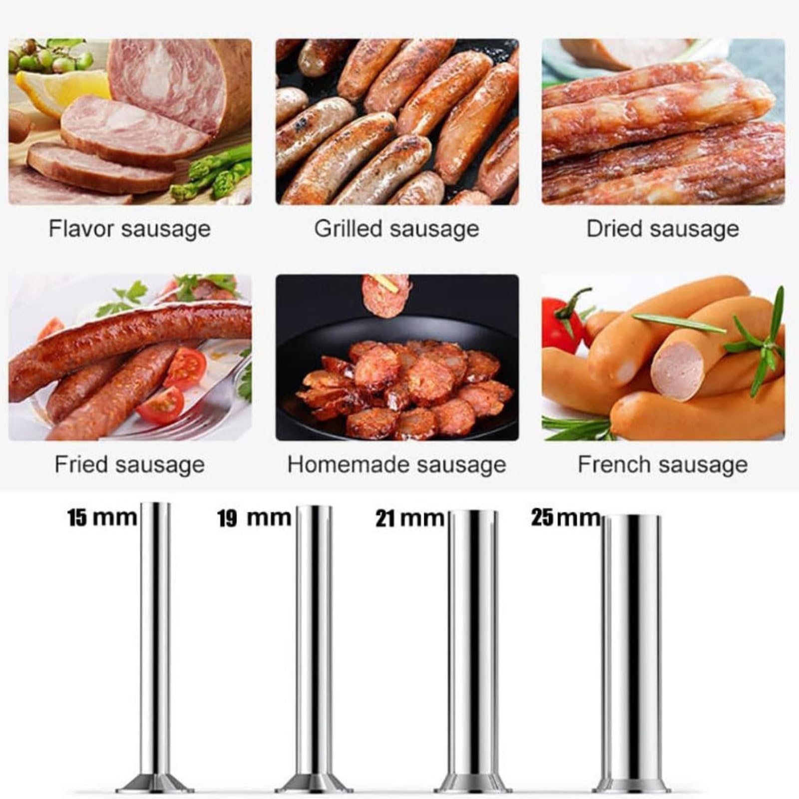 Wurstfüller - Edelstahl Manuelle Fleischfüllmaschine, Horizontales Design Mit 4 Füllrohren & Zweigangsteuerung Für Zu Hause, Feinkost & Gewerbliche Nutzung