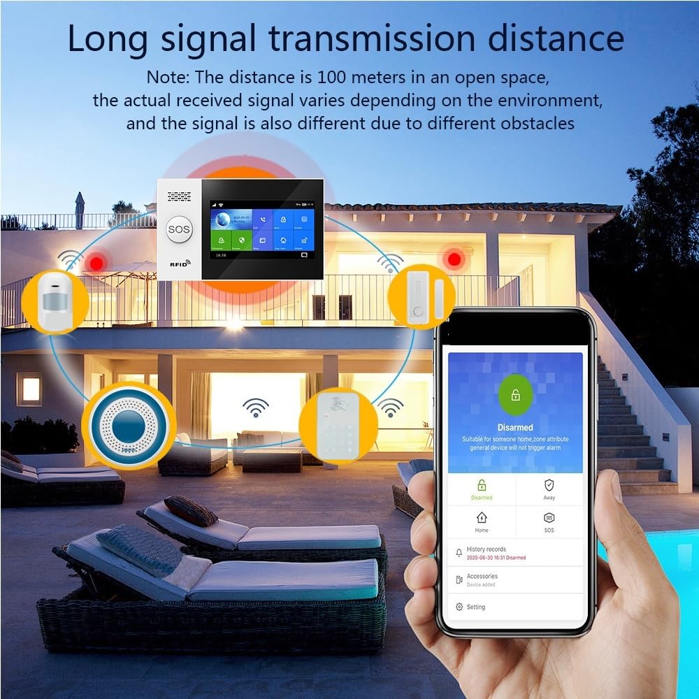 Sistema de Alarma para Casa, de seguridad for el hogar, alarma inteligente Gsm con Sensor de movimiento Pir, Sensor de puerta, tarjeta Rfid, kits de alarma inalámbrica de seguridad,para el hogar(W4B8