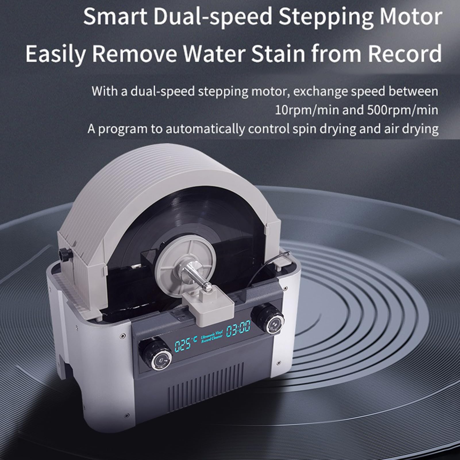 Pulitore Ad Ultrasuoni, Macchina per La Pulizia di Dischi in Vinile Ad Ultrasuoni con Rotazione Automatica 6 Litri con Riscaldatore E Timer, Pulizia Profonda, Avviso Temperatura dell'Acqua