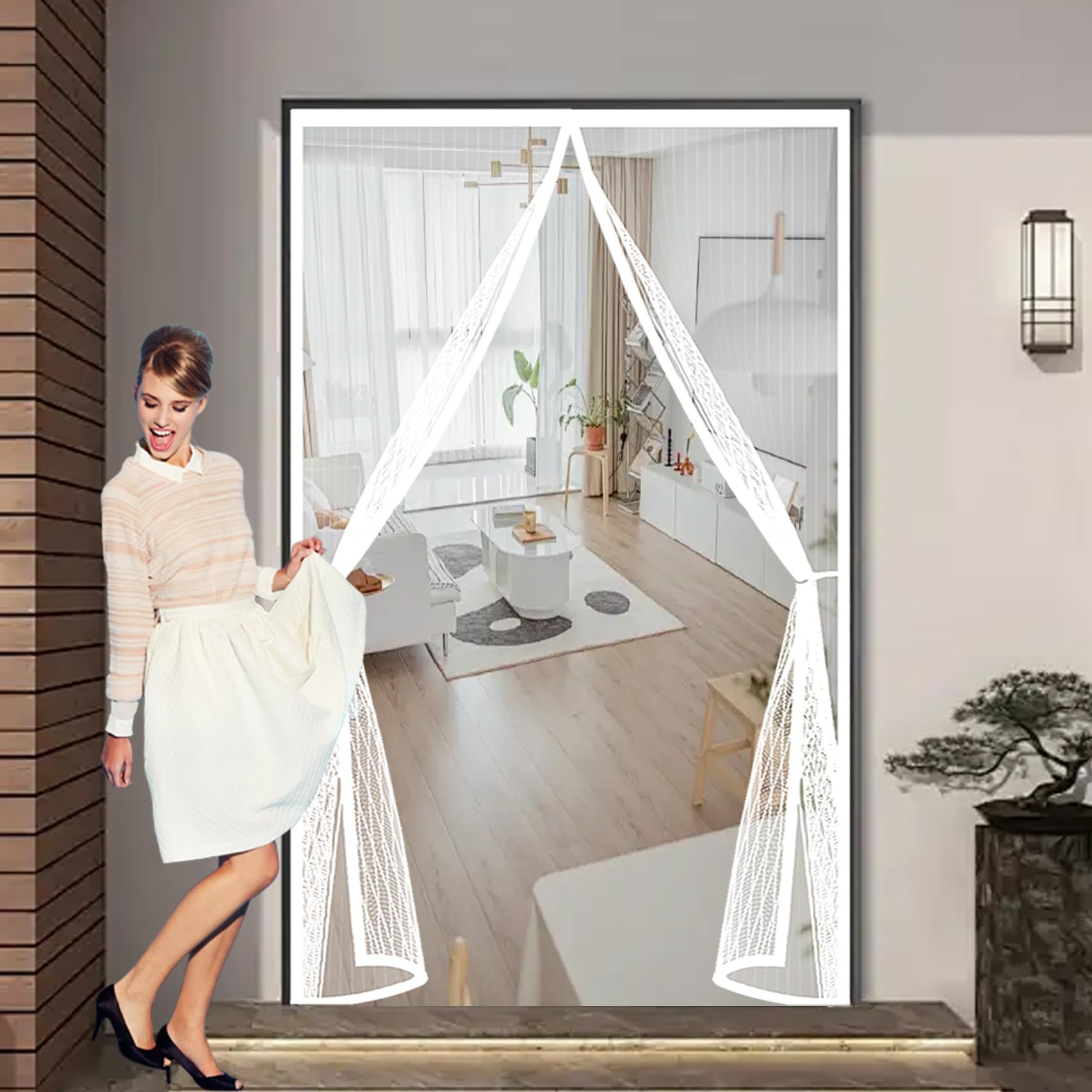 Moustiquaire magnétique porte 103x200 cm blanc pour maison