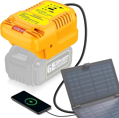 Adaptador de cargador solar para batería Dewalt 20V60V, portátil, trabajo al aire libre, camping