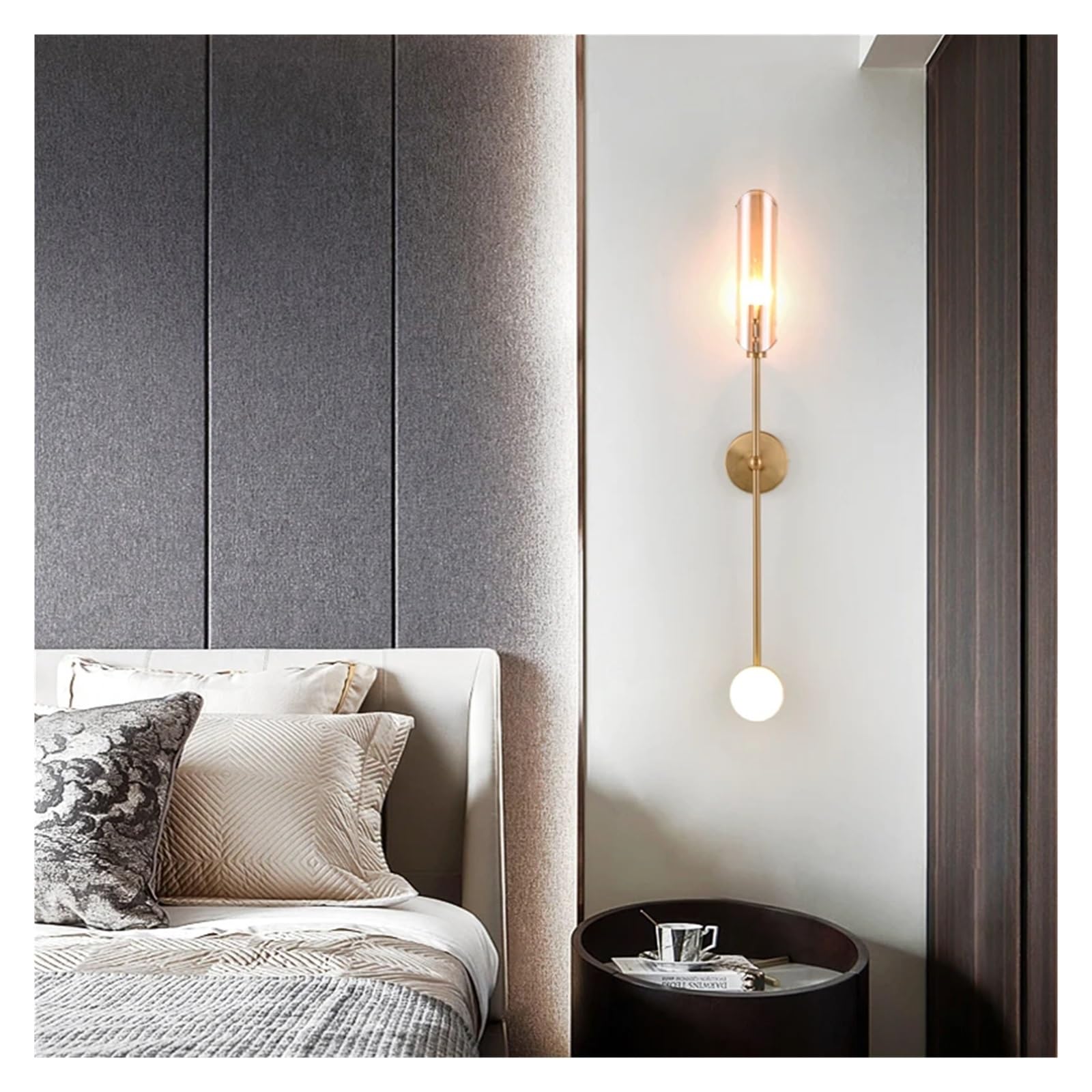 CWCQGH Wall Sconces, Golden Wall Lamps Glass LED Wall Lamps Bedroom Bedside Living Room TV Back Wall Glass Wall Lamps,Smoky Gray