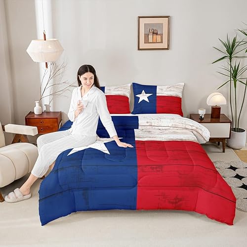Miniatura 2 de Erosebridal Juego de ropa de cama retro vintage con diseño de estrellas del oeste de Texas, diseño de bandera americana, regalos de vaqueros para