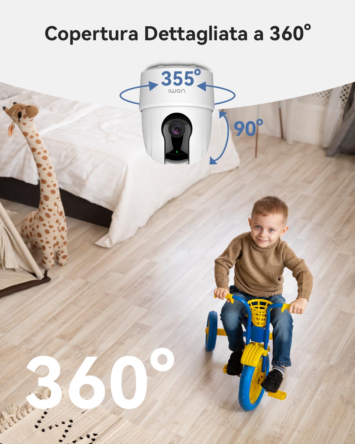 Imou Kit Telecamera Wi-Fi Interno 3MP, 2K Videocamera di Sorveglianza, con Scheda di Memoria microSD HC 32 GB
