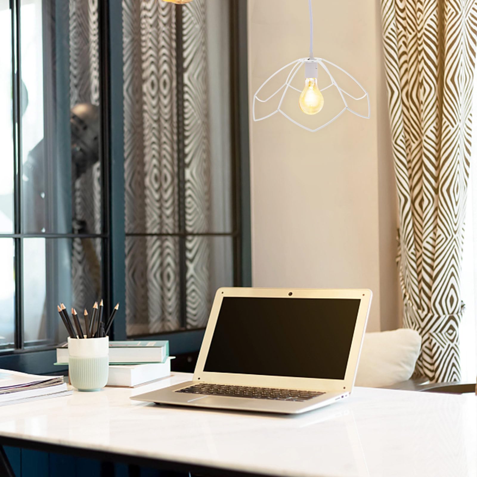 CRAFTHROU Lampenschirmgestell Praktisch und Multifunktional aus Metall Weiß für Selbstgemacht Tischlampe und Deckenleuchte für Zuhause und Büro
