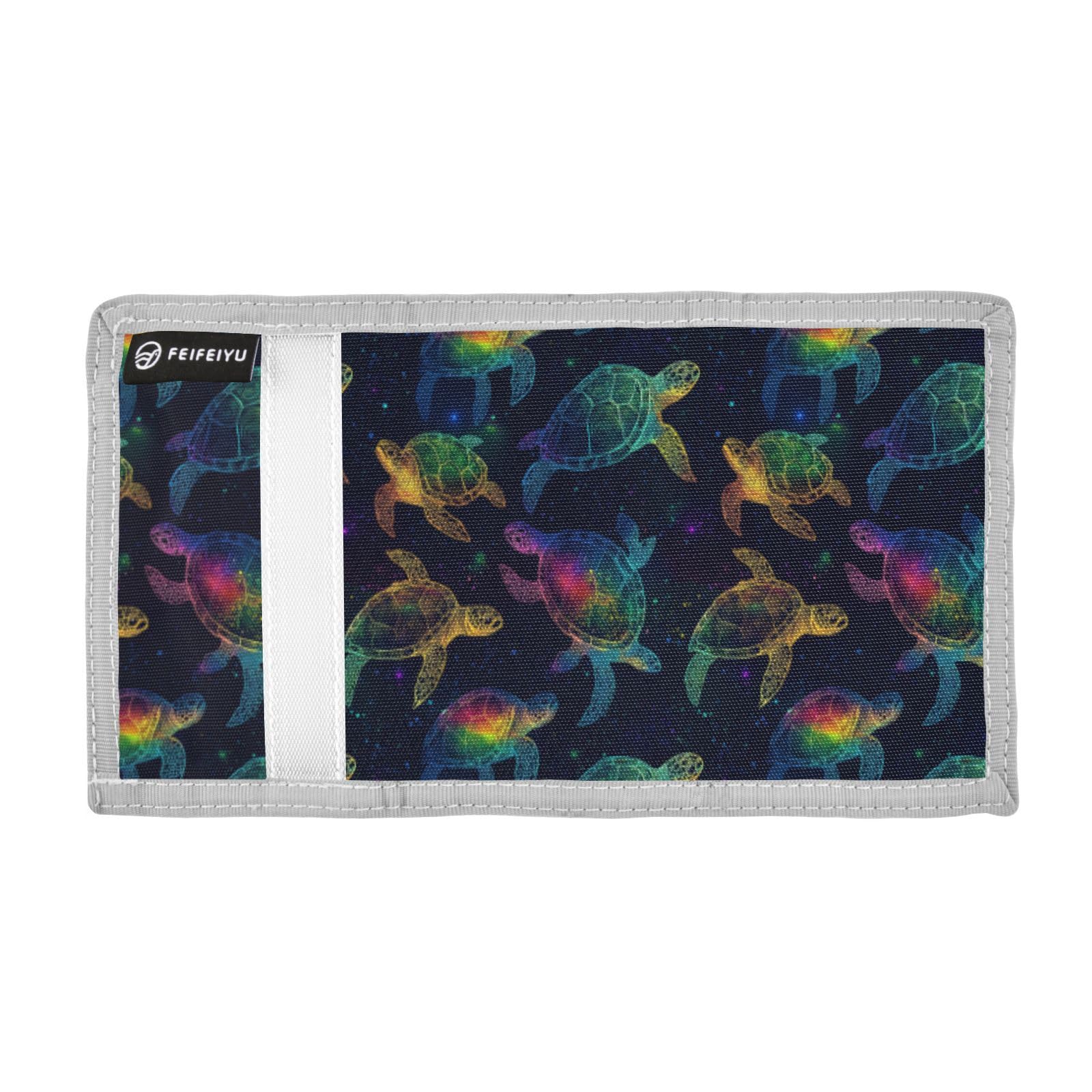 Wusikd Rainbow Colored Kids Wallet for Boys Girls Sea Turtles Toddler Trifold Wallet Novelty Wallet for Teens Women Men