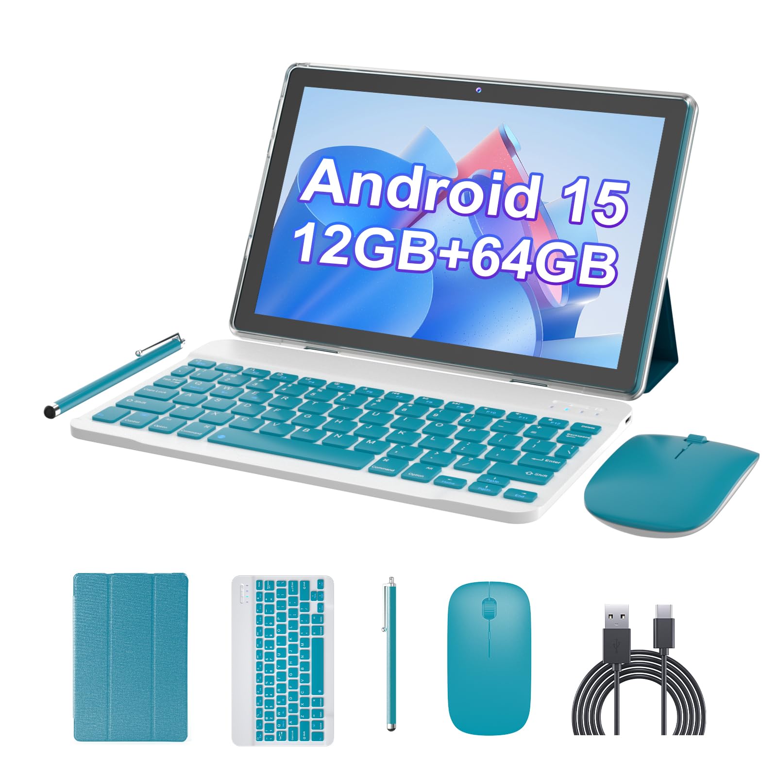 Android15 タブレット 10.1型 ケース&キーボード付 Amazon.co.jp: Android 15 タブレット 10インチ、キーボードケース付き