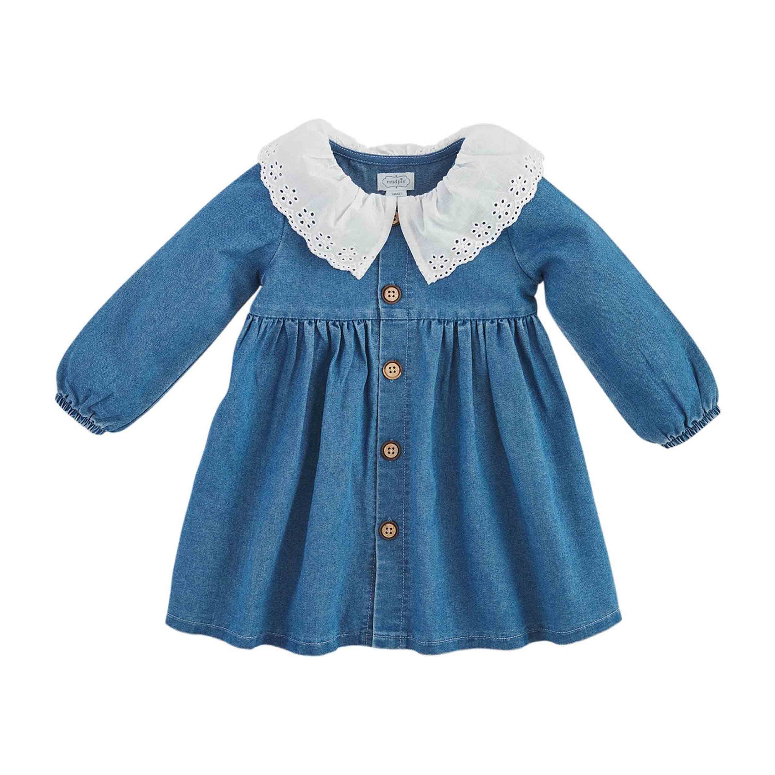 Photo 1 of Mud Pie Girls Eyelet Denim Dress, Blue, 5T