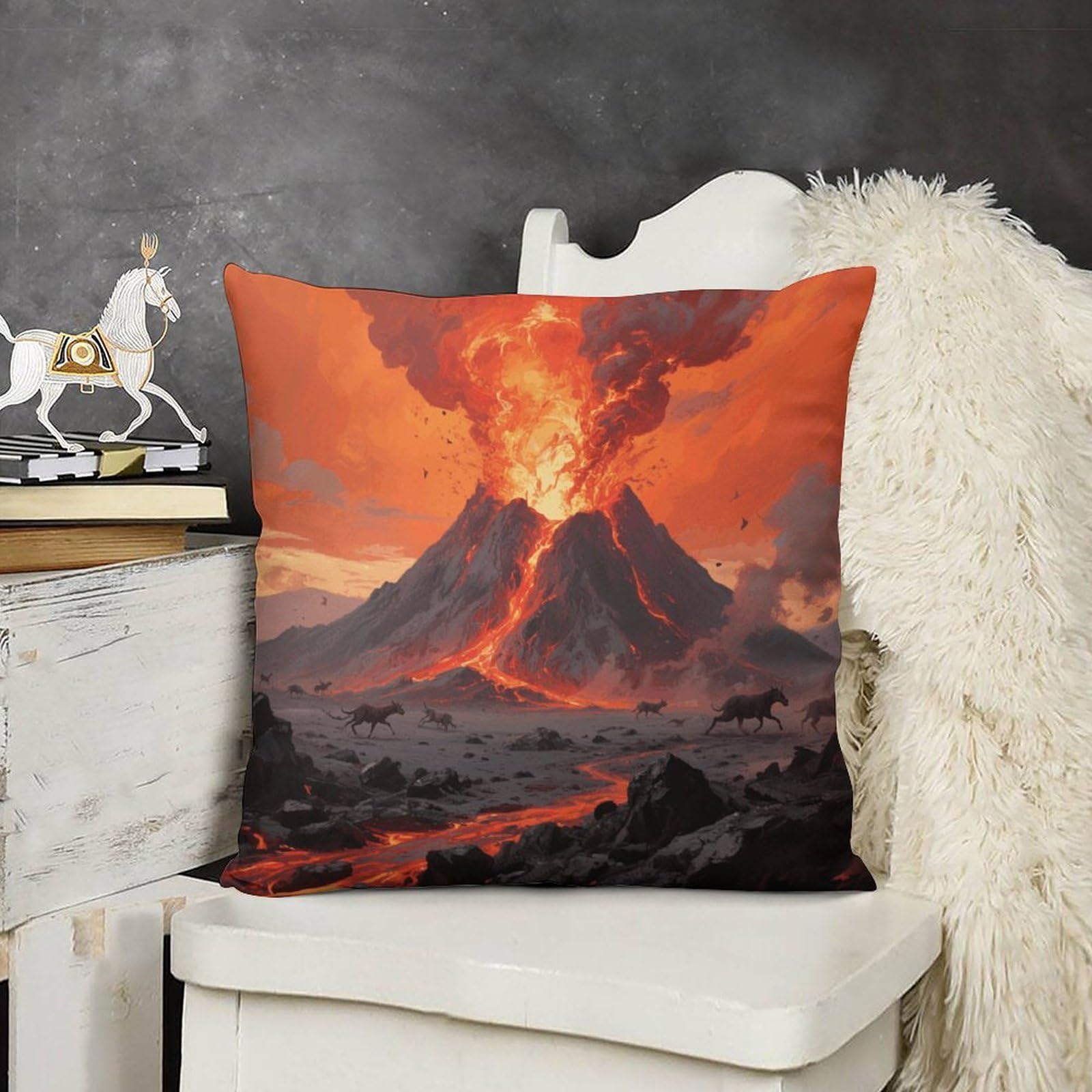 FodPand Boho Farmhouse Volcano Wonder Pillow Covers with Hidden Zipper 24x24 Soft Plush Cushion Cover Decorative Throw Pillow Cases for Couch Bed Sofa Living Room Indoor Outdoor Home Decor