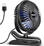 BESKAR USB Clip on Fan, Portable Small Fan with Cord Powered, 3 Speeds Strong Airflow, with Sturdy Clamp, Quiet Personal Desk Fan
