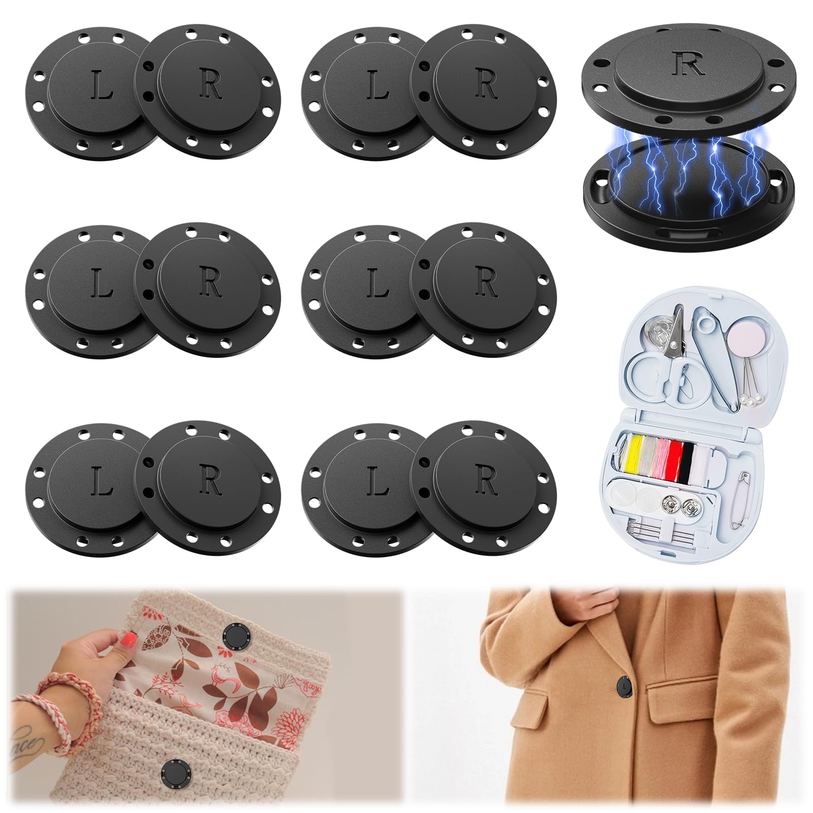 6 STUKS/SET Magneetknoppen Naaibenodigdheden Magnetische Metalen Gesp 3 Paar Onzichtbare Snap-knoppen Sluiting voor Kleding Jas Handgemaakt DIY-accessoire