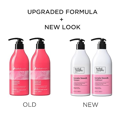 Miniatura 2 de Herbalosophy Juego de champú y acondicionador de queratina fórmula suavizante nutritiva e hidratante para cabello dañado y seco hidratación y