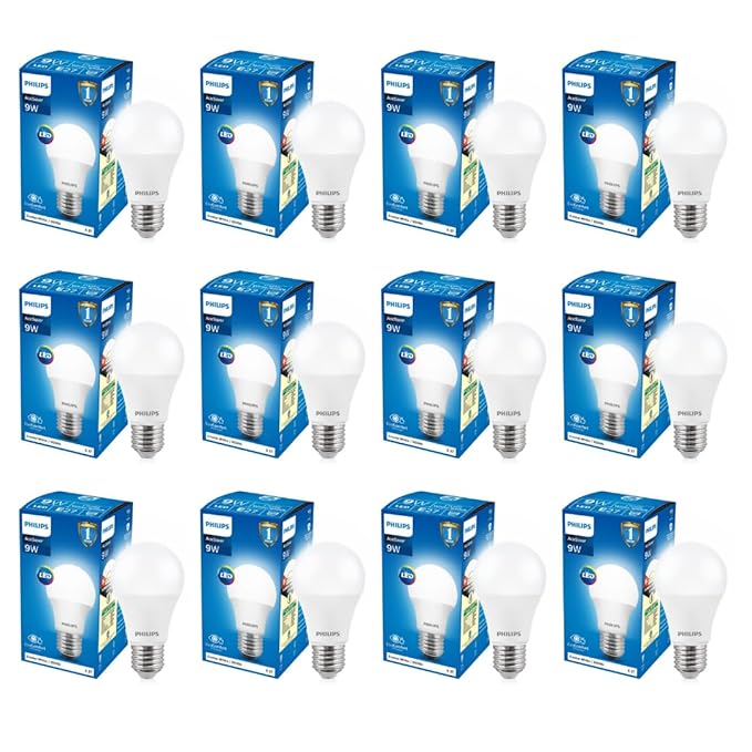 Philips Base E27 9-Watt LED Bulb (Pack of 12, Cool Day Light) (Cool Day Light)