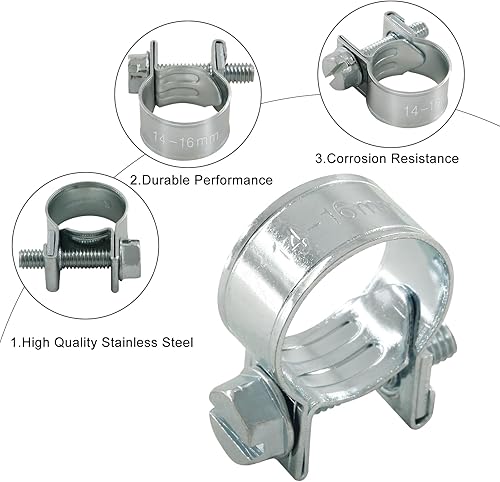 Miniatura 7 de Abrazadera de tubo ajustable de acero inoxidable para tubería de combustible (0.23 a 0.31 pulgadas), abrazadera de tubo ajustable para tubería de