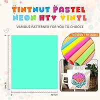 Vista 2 de Tintnut Vinilo HTV de Neón - 10 Hojas de 12 X 10 pulgadas Vinilo de Transferencia de Calor Neón Pastel Vinilo para Planchar para Camisetas Bricolaje