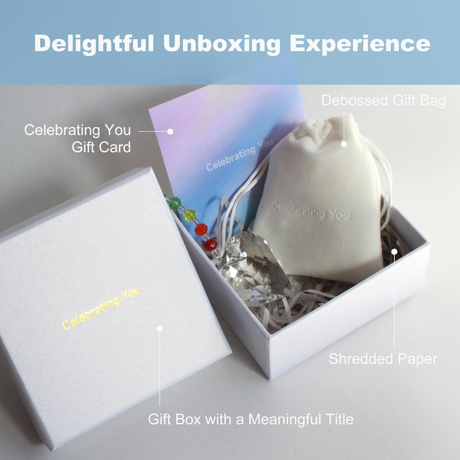 Celebrating You! Friendship Gifts, BFF, Bestie Gifts. Best Friend Birthday Gifts. Unique 45 mm Crystal Heart Rainbow Maker Hanging Ornament - Image 4