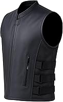 Vista 1 de Armor Biker - Chaleco ajustable de cuero para hombre, color negro