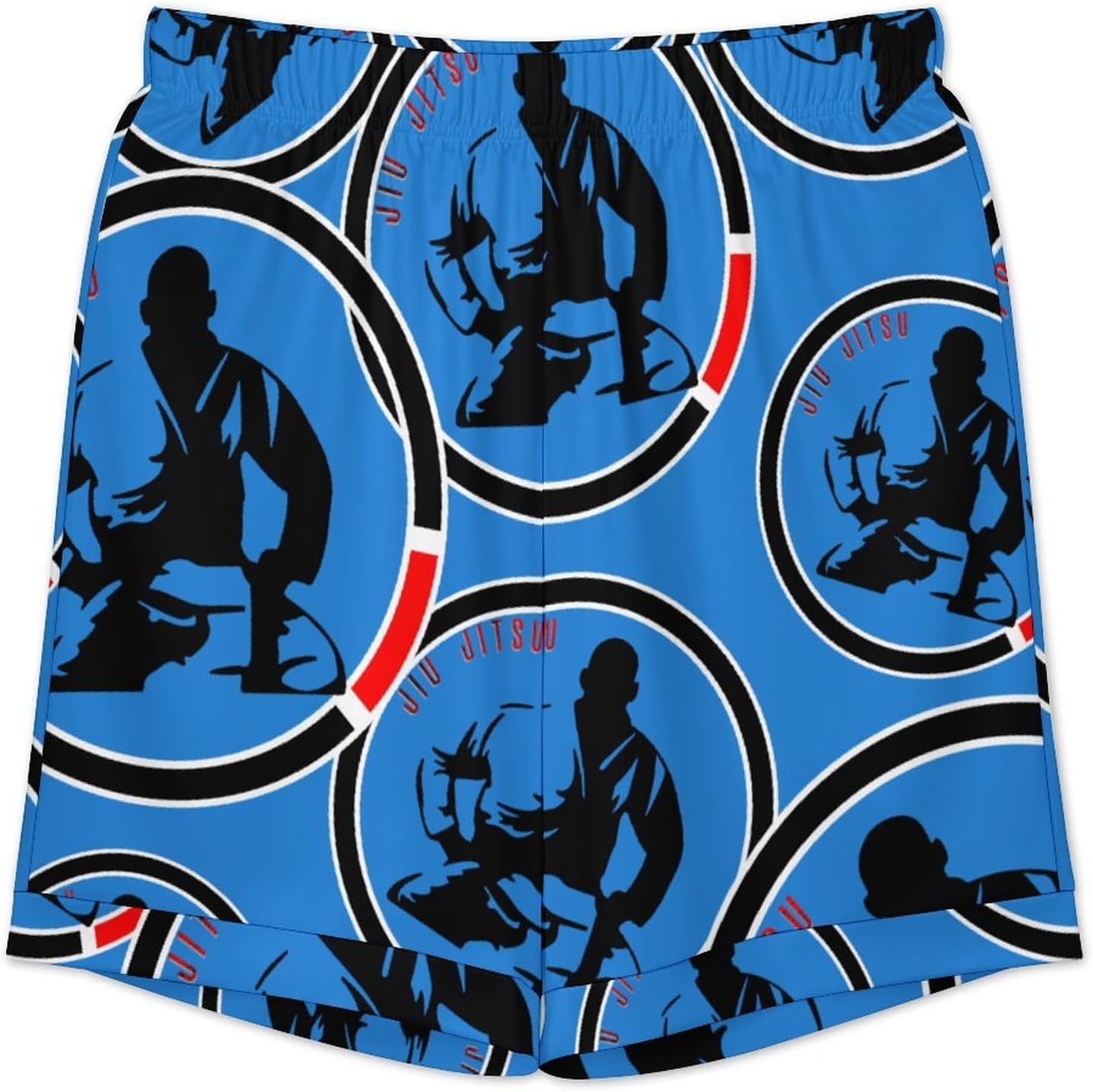 Jiu Jitsu Logo Men's Short Sleeve Pajama Set Satin Silk Like Lounge Sleepwear
