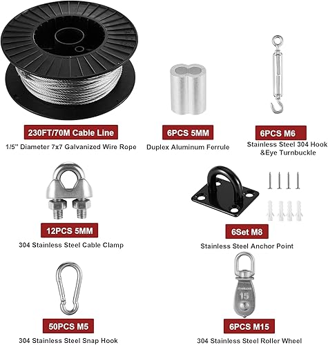 Miniatura 2 de Kit de tensión de alambre de malla de acero inoxidable (35 pies55 pies70 pies), jaula de bateo retráctil, jaula de bateo retráctil, jaula de bateo