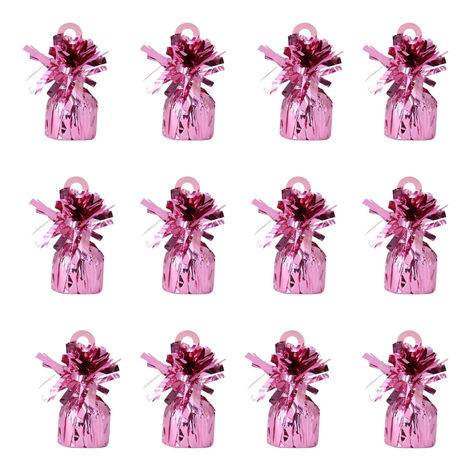 12 x Foil Balloon Weight Set: Festive Latex Helium Balloon Weights for Parties, Christmas, and Birthdays and more (BABY PINK)