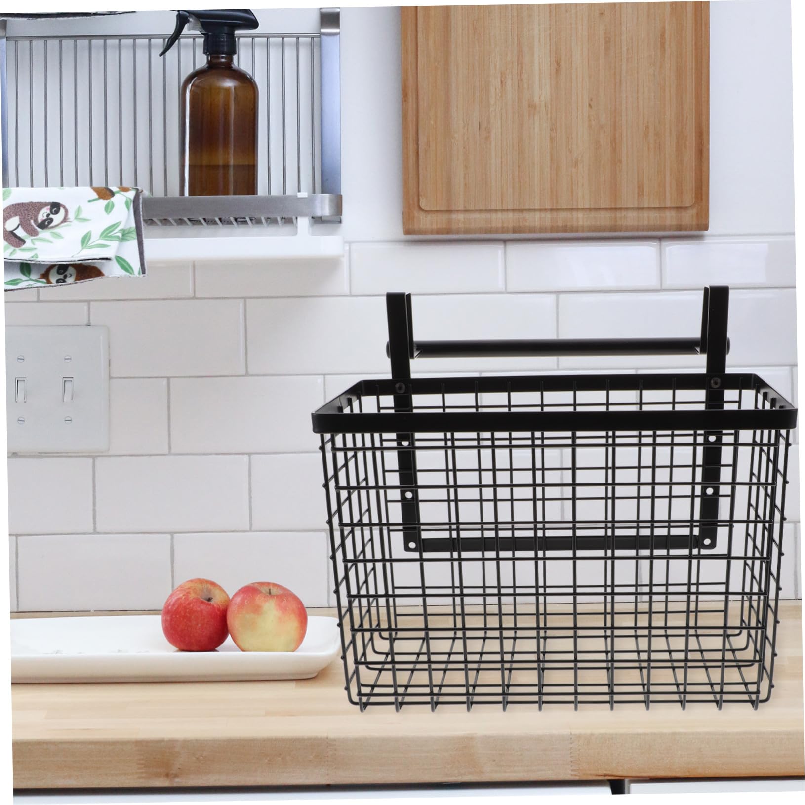 VALICLUD Organizador Colgante Resistente a Ambientes Húmedos de Acero al Carbono para Cocina, Cesta de Almacenamiento Negra Estante para Especias y Verduras