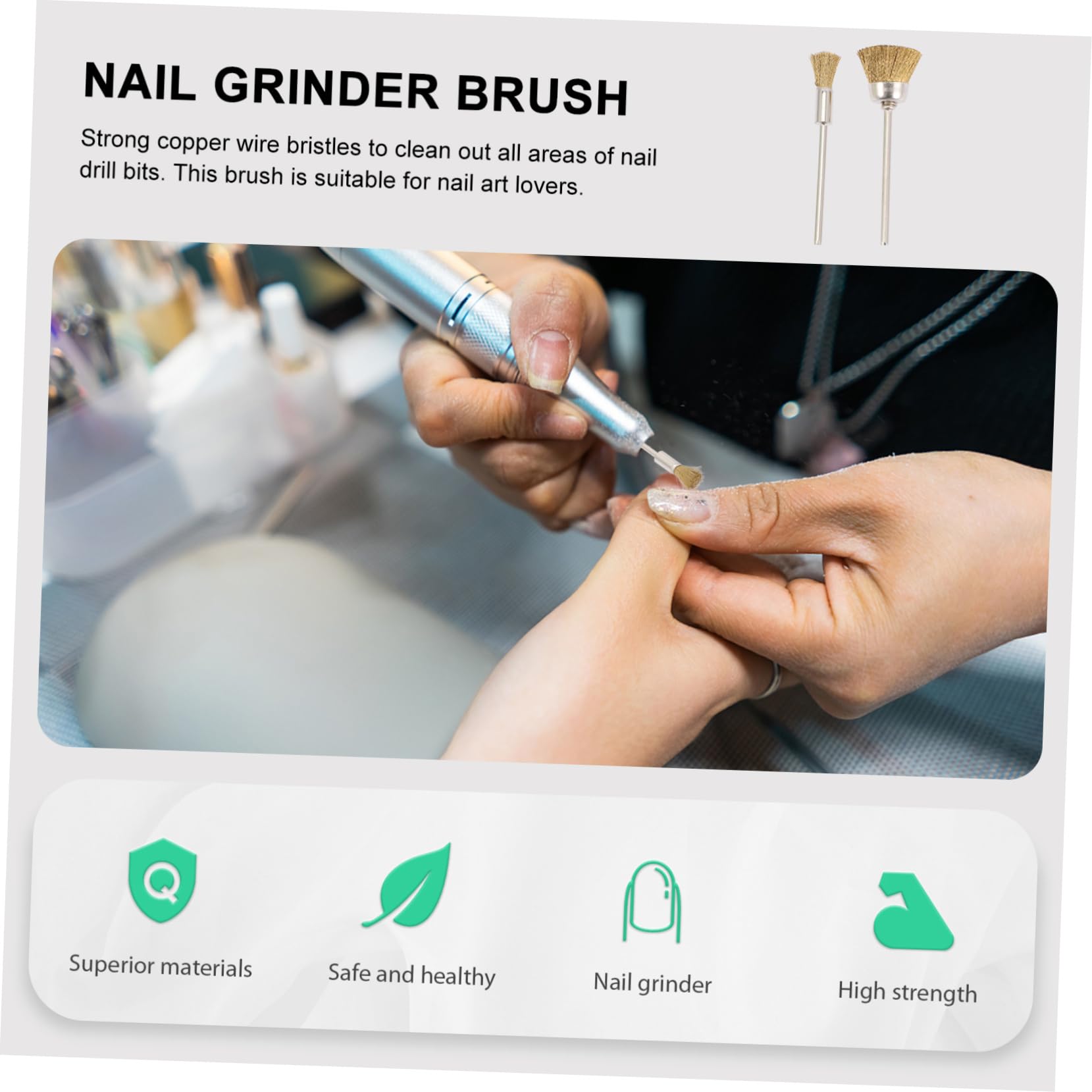FRCOLOR 16pezzi Spazzole Rame Per e Lucidatura Accessori Per Manicure Art Professionali Per e