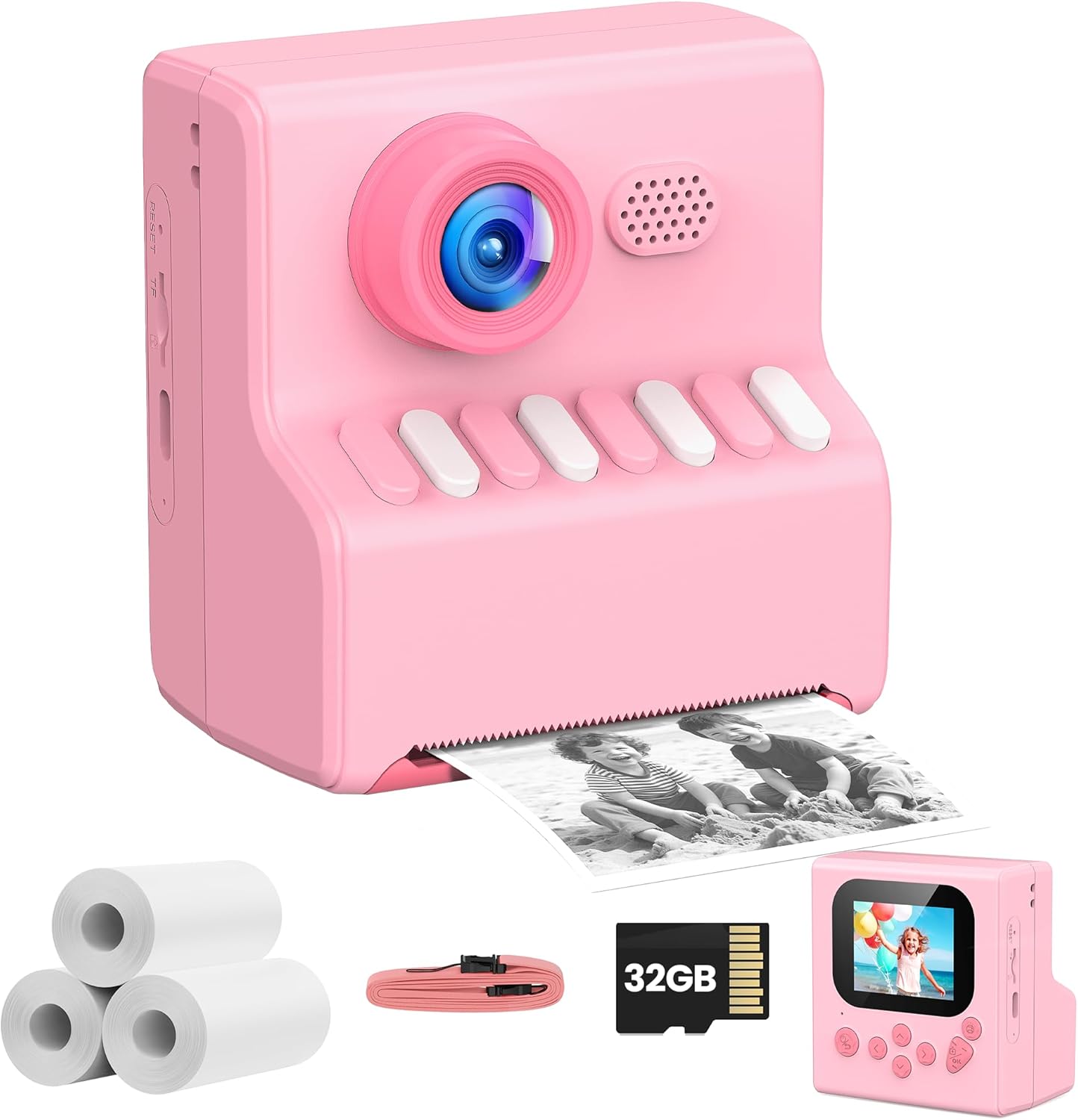 Kids Camera Instant Print Pink: HODDRCCN 32G Instant Print Camera for Kids -1080P HD - Christmas Birthday for Girls Age 3-12 - Ideal Toy for 3 4 5 6 7 8 9 10 11 12 Girls Boys