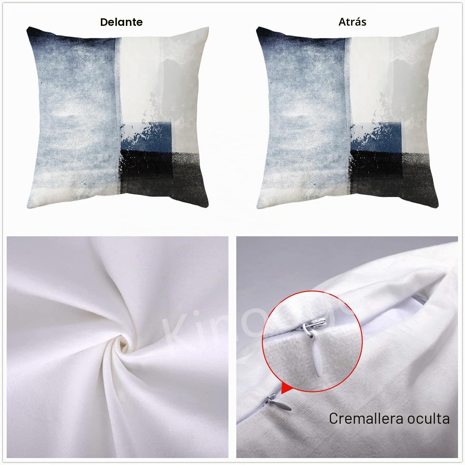 Juego de 4 Fundas de Cojín Impermeable Exterior Vida Marina 70x70cm Doble cara Funda de Almohada Cuadrada Decorativa de Lino Azul cielo, con Cremallera Invisible para Sofá Mueble Decor Cushions K-3282