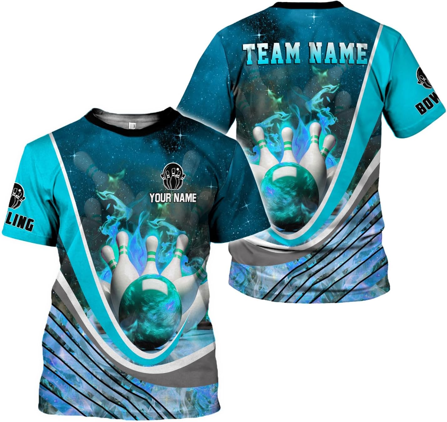 Rivelus Personalized Name Bowling Shirts for Men and Women 3D, Bowling Shirts for Team Bowling, Bowling Shirts Gift