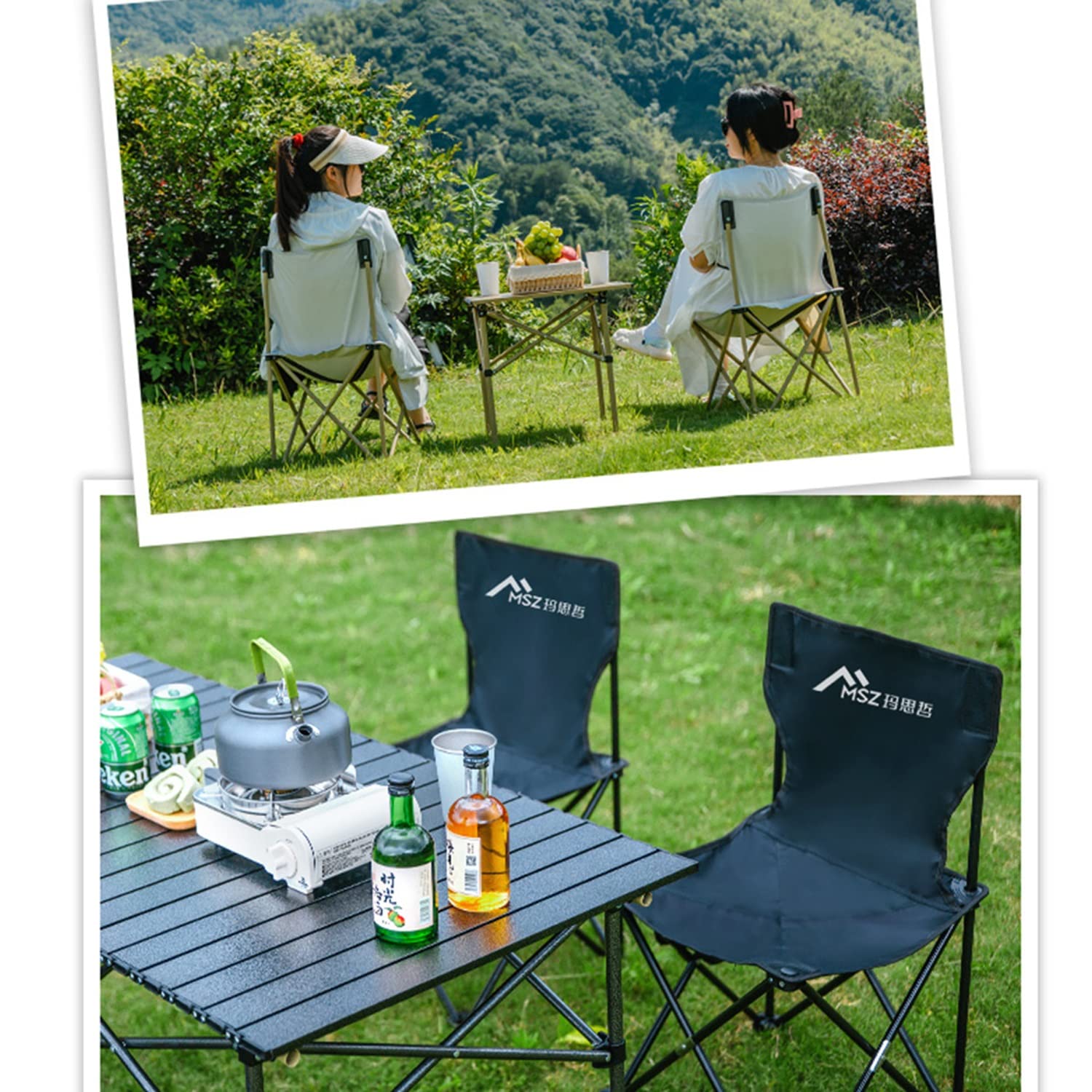 Table de Pique-Nique de Camping Pliante de 0,9 m avec sièges/Trou de Parapluie - 113 kg supporte Cette Valise légère et Pliable for Cartes Table Pliante avec chaises (Size : 50cm+2 Chairs)