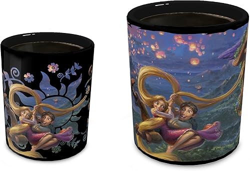 Morphing Mugs Disney  Tangled  Rapunzel and Flynn Rider  Una taza sensible al calor de 16 oz  Imagen completa revelada cuando se agrega líquido