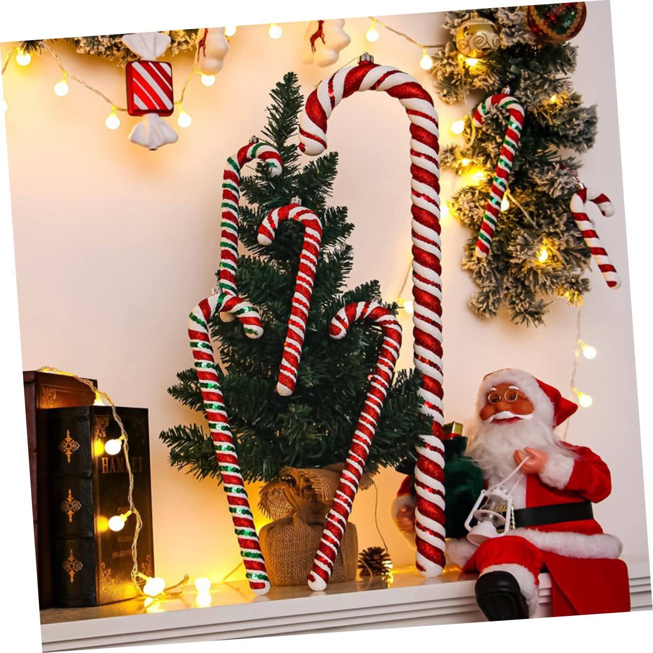 Alipis 18 Pcs Pendentif Sapin de Noël Ornements d'arbre de Sucette Cannes de Bonbon Sapin de Noel Noel décorations de Noël décorations d'arbre de Pendentif de béquille PVC