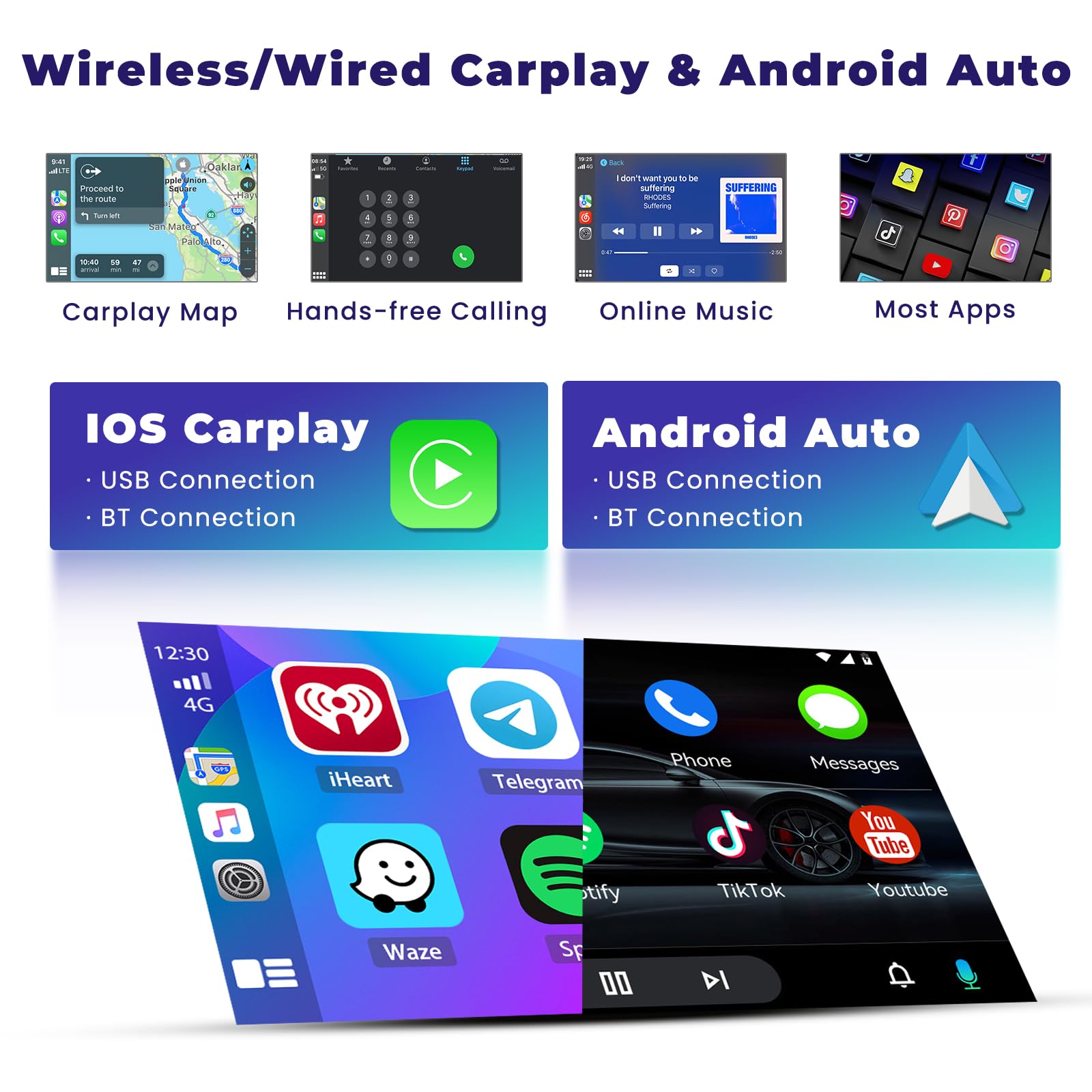 4+64G 9" Radio para VW Golf 5 Golf 6 Polo Skoda Passat Tiguan Touran | Wireless Autoradio 2 DIN GPS Navi Bluetooth WiFi FM/RDS Cámara Trasera EQ Control del Volante 4+64G