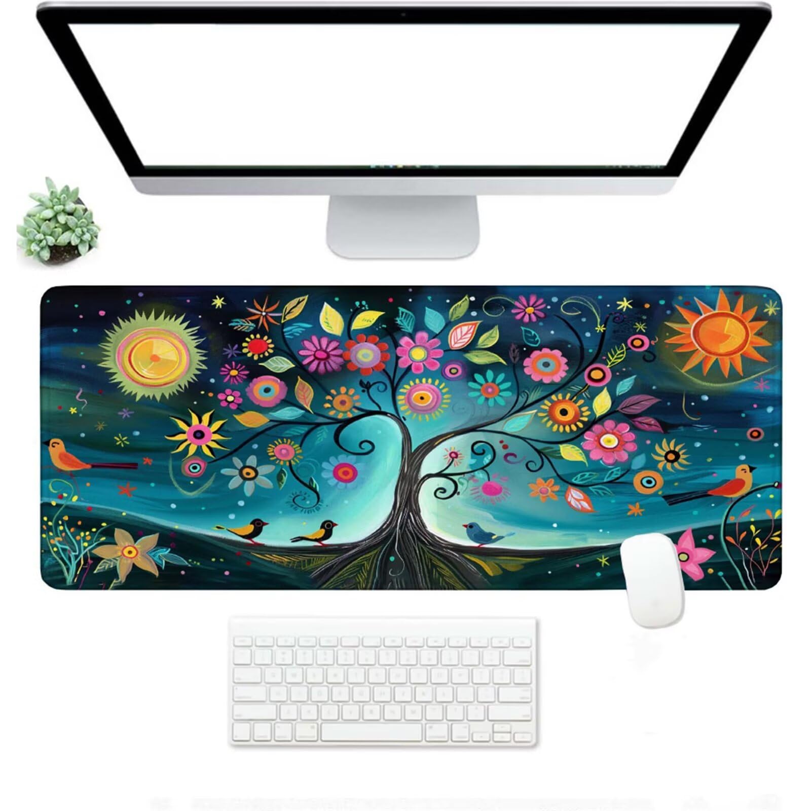 Podkładka pod mysz XXL 1200 x 400 x 3 mm, niebieska duża podkładka pod mysz z wodoodporną i gumową antypoślizgową podkładką pod biurko zszyte krawędzie, poprawia precyzję i szybkość dla gracza W-788