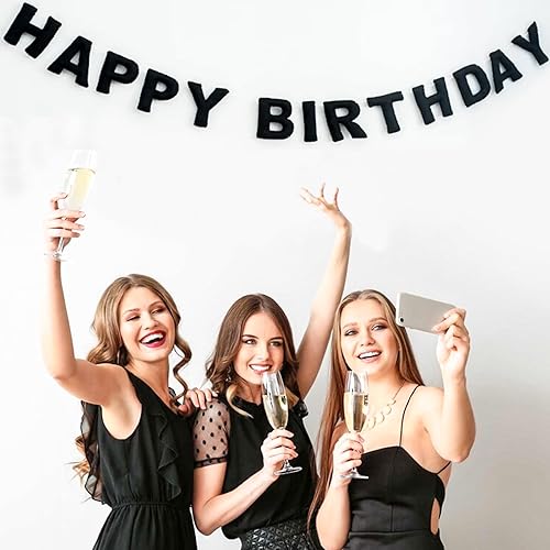 Miniatura 8 de Meygajoe Cartel de feliz cumpleaños de fieltro pre-encordado, guirnalda reutilizable, decoración de pancarta de cumpleaños, letrero personalizado de
